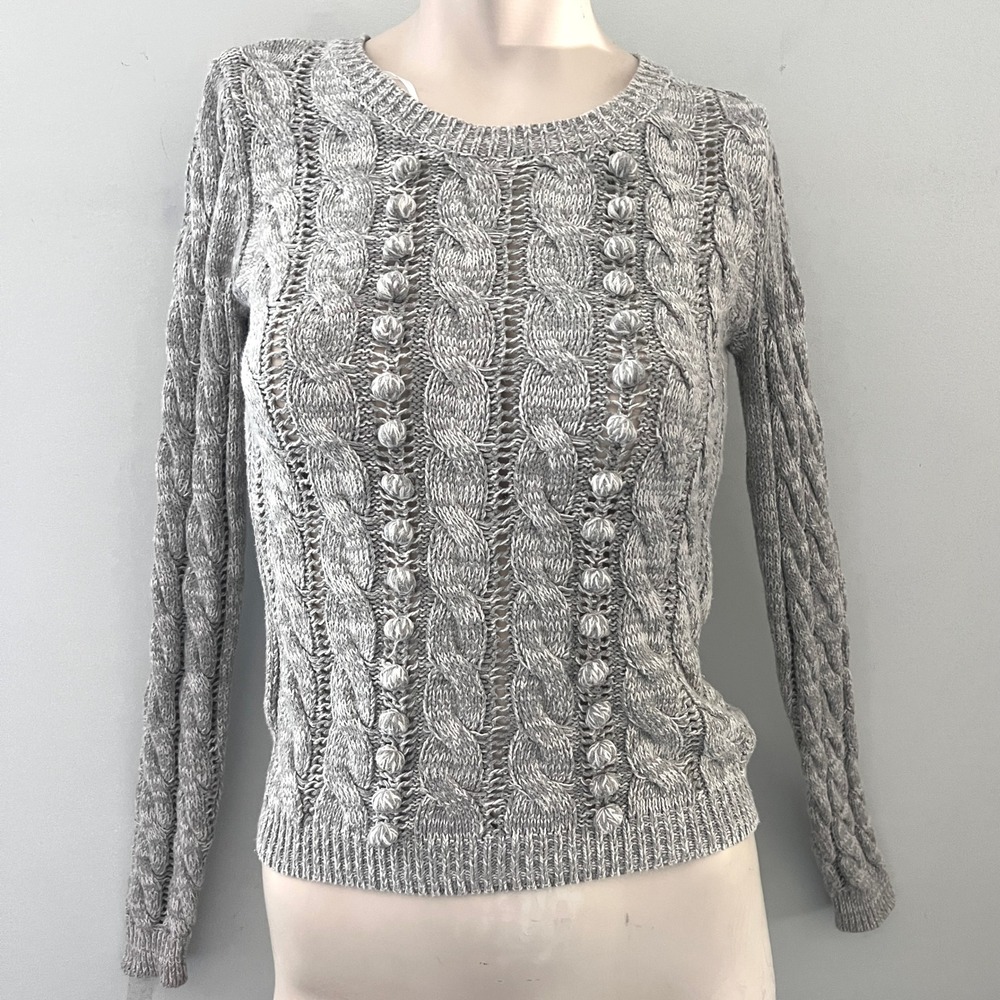 Ruby Moon Anthropologie XS Cable Knit Sweater Cabincore Cozy Rustic Preppy